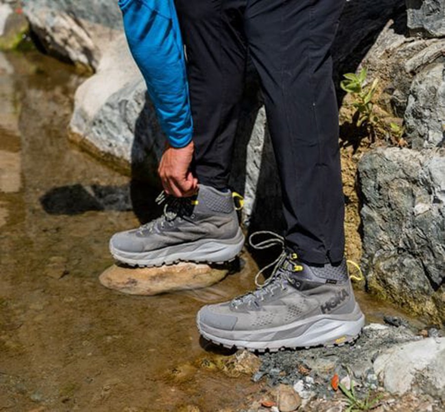 Hoka One One Yürüyüş Botları Erkek Gri - Kaha Gore-Tex - JW5401397